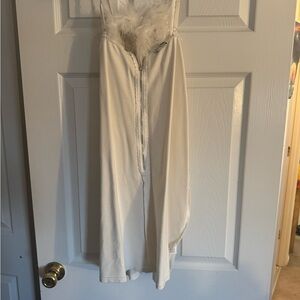 Fashion Nova White Feather Trim Chemise